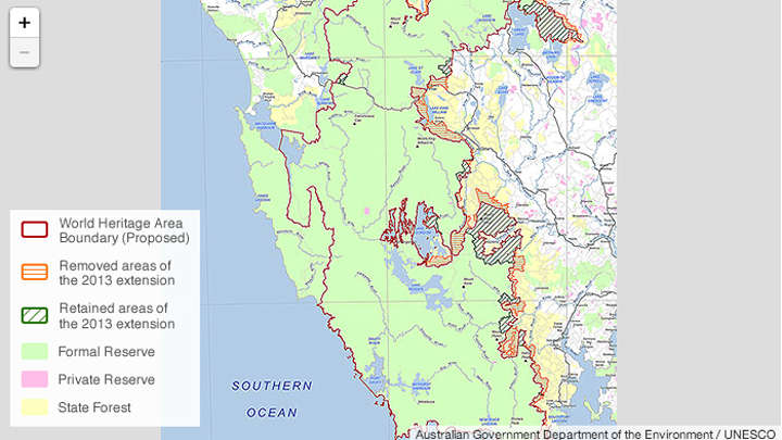 Map of Tasmanian WHA