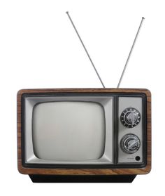 Grunge vintage television with antena isolated on white