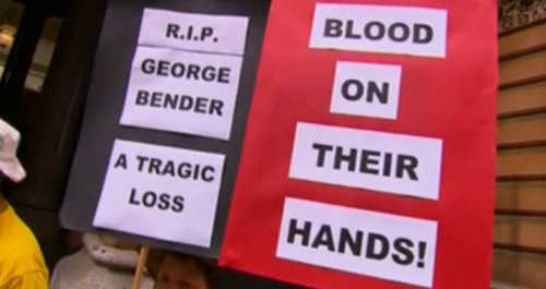 Signs at George Bender's Memorial