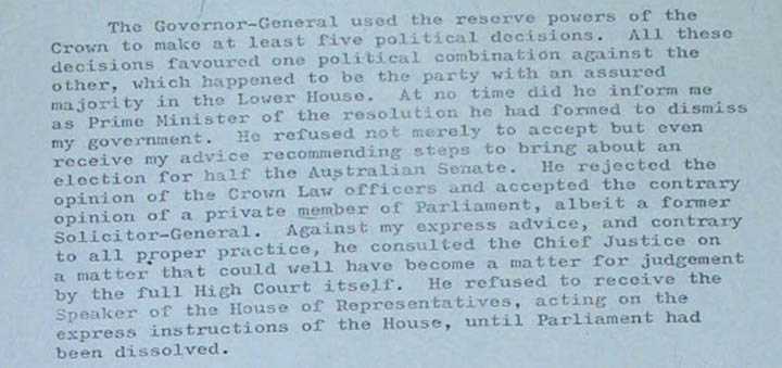 Whitlam letter to the queen December 1975