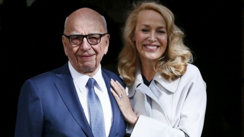 Rupert Murdoch and Jerry Hall leave Spenser House after getting married.