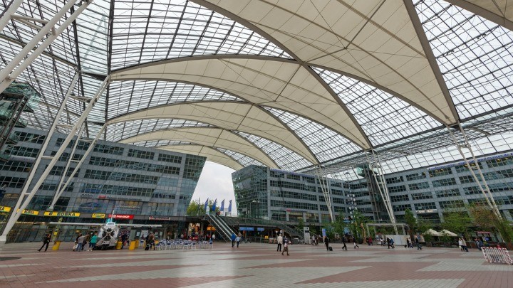 The grand entrance to Munich Airport. 