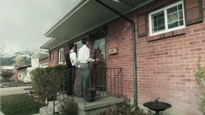 The boys take part in some good old-fashioned door knocking. 