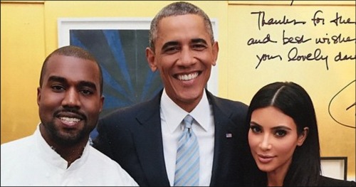 Obama has met Kanye West and his wife Kim Kardashian once before. 