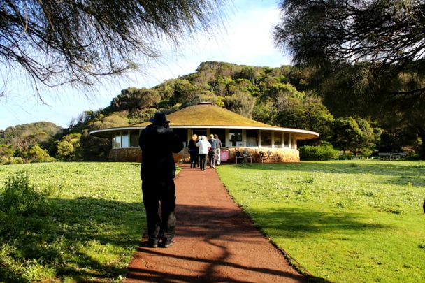 The Worn Gundidj Visitor Centre had many Aboriginal products and souvenirs. Its roof was also covered in grass. Photo courtesy Gillian Johnston.