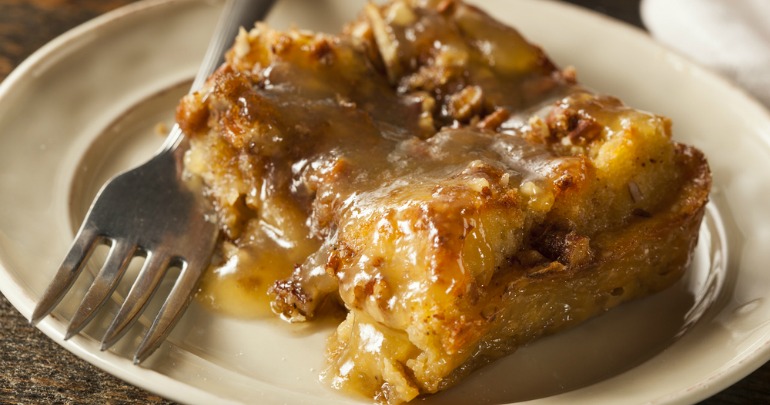 Bread and butter pudding with brandy sauce  Starts at 60