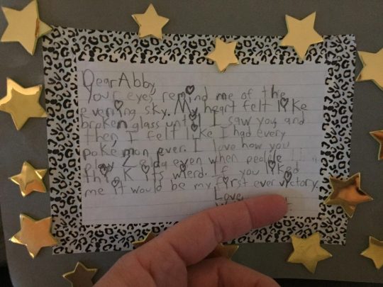 An adorable love note sent from one fifth grader to the girl of his dreams. Photo dreichert87/Reddit.