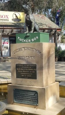 The historical monument 'Dog on the Tuckerbox' near Gundagai, New South Wales. Photo courtesy Gillian Johnston.