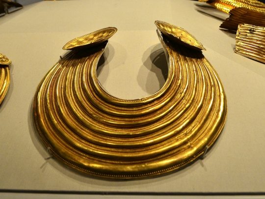 Bronze Age Gold artifacts held In Ireland's National museum. Photo courtesy Lorraine Parker.