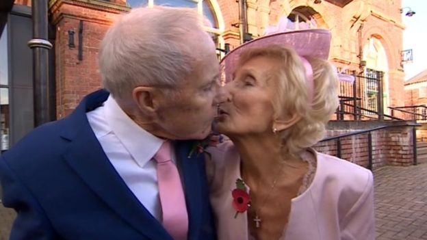 Helen Andre and Davy Moakes FINALLY get married after 65 years. Photo BBC.com