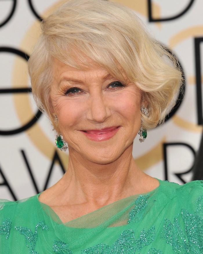 Helen Mirren looks very stylish and radiant.