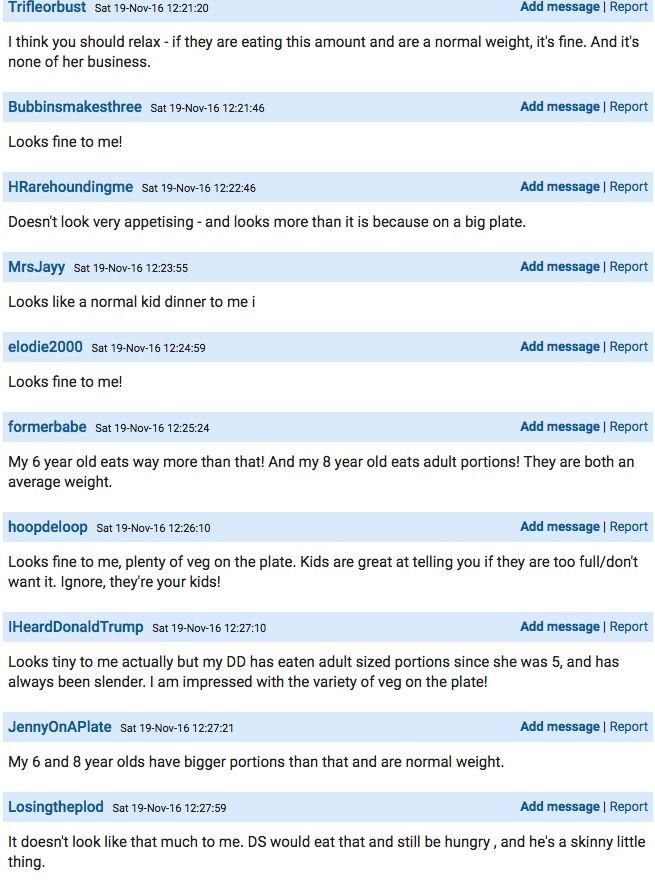 Some of the comments on the post. Source: Mumsnet