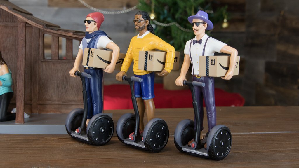 The three wise men 'roll up' on Segways with their gifts for the newborn king. Photo Modern Nativity.