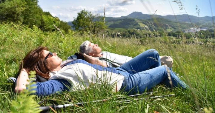 couple laying on grass