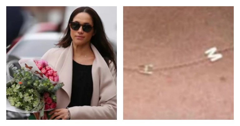 Left: Meghan shops in Canada; Right: The subtle detail of her necklace reveals where her heart lies.