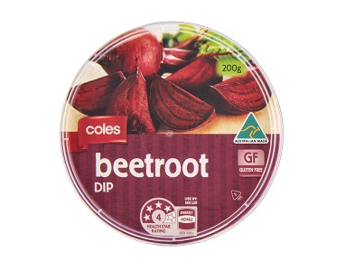 Coles is recalling its beetroot dip, but only those containers marked best before January 9, 2017 are affected. Source: Coles.