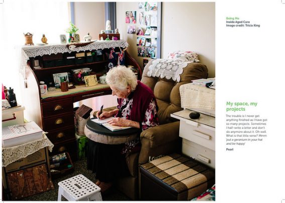 Ballycara resident Pearl likes to sit at her desk and write short stories and poems. Source: Inside Aged Care/QUT