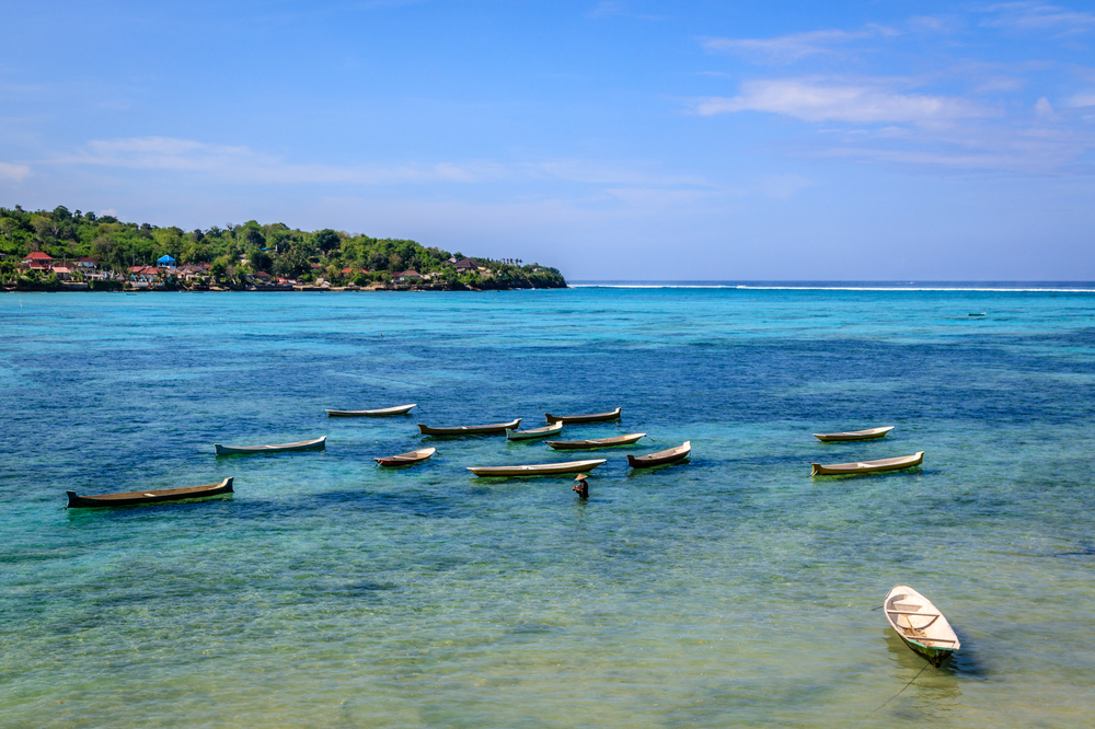 Wooden boats off the coast of Nusa Lembongan