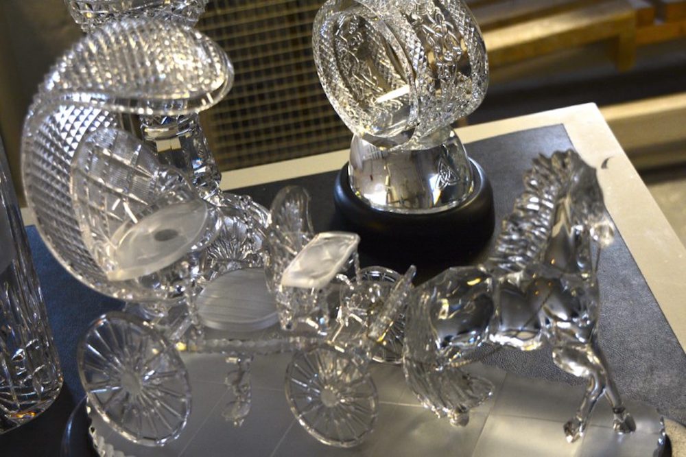 Examples of the fine crystal produced at the Waterford factory.