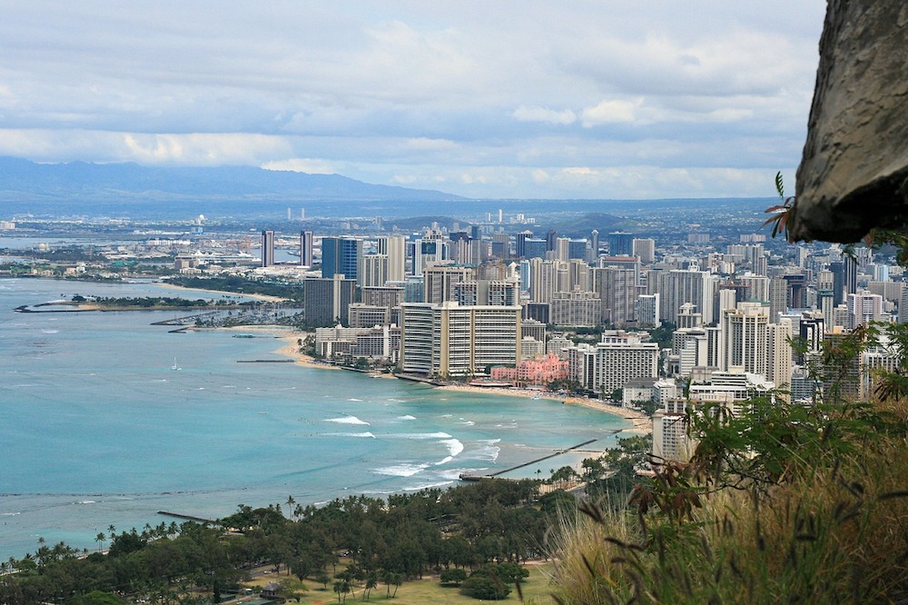 A view from Diamond Head of Waikiki Beach