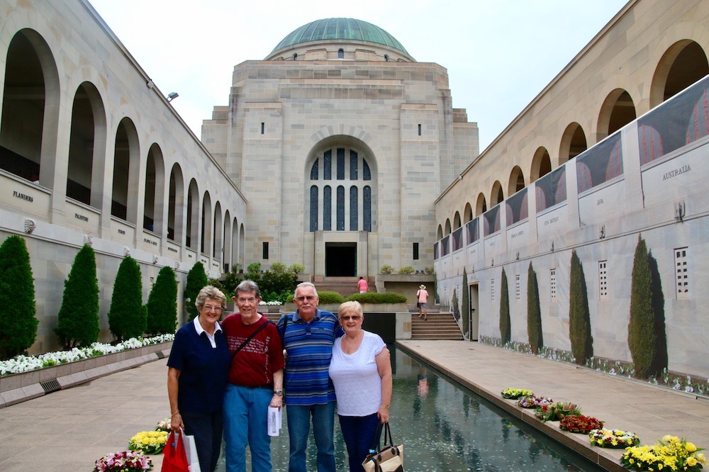 John and Pam with friends Elaine and Bob at the Canberra War Memorial