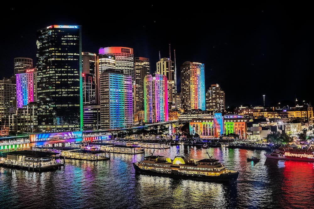 View of Circular Quay, Sydney Harbour during Vivid Sydney 2016