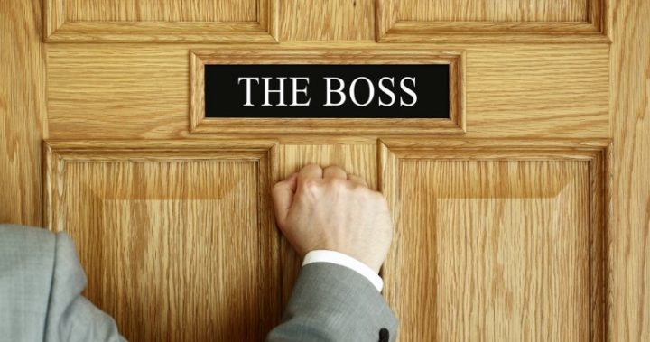 office-boss-door man knocking on boss's door