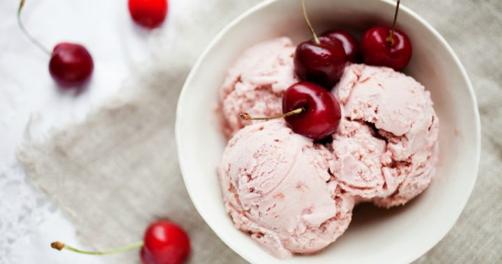 1.7 ice cream ice cream in bowl with cherries