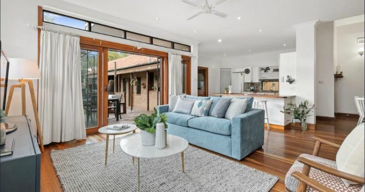 Living area of 17 Alexandra Road, Glebe.