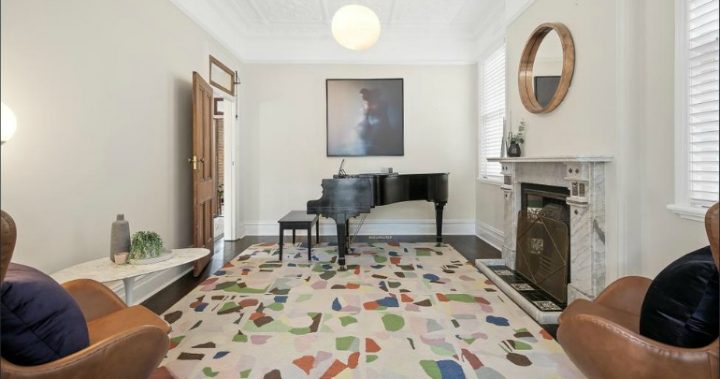 Music room/bedroom of 17 Alexandra Road, Glebe.