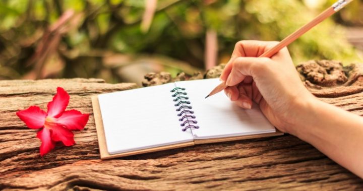 803 Young girl writing in notebook