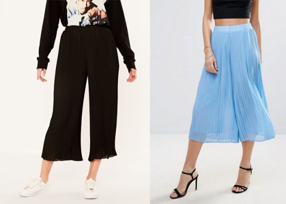 Pleated culottes.