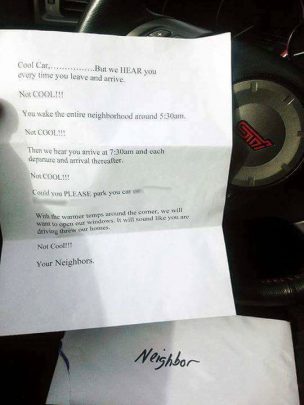 Noisy car letter.