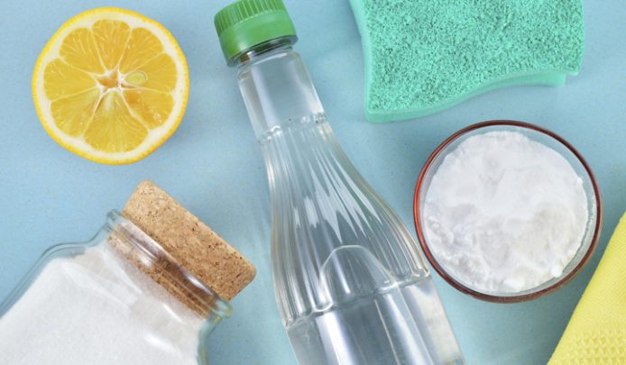 Natural cleaners. Vinegar, baking soda, salt and lemon.