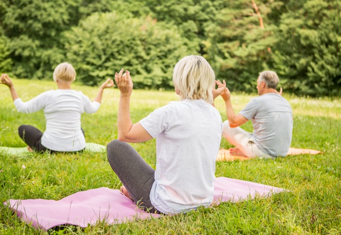 Old people meditating