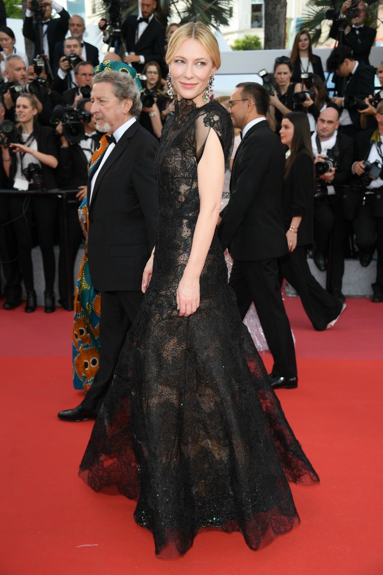 Cate Blanchett stunned in a backless lace couture gown for the occasion. Source: Getty