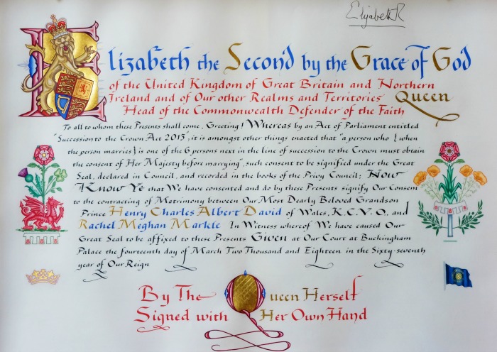 The Palace released an image of the Instrument of Consent, signed by the Queen.