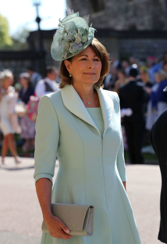 Carol Middleton matched her daughter, Pippa, in a mint-green outfit. 