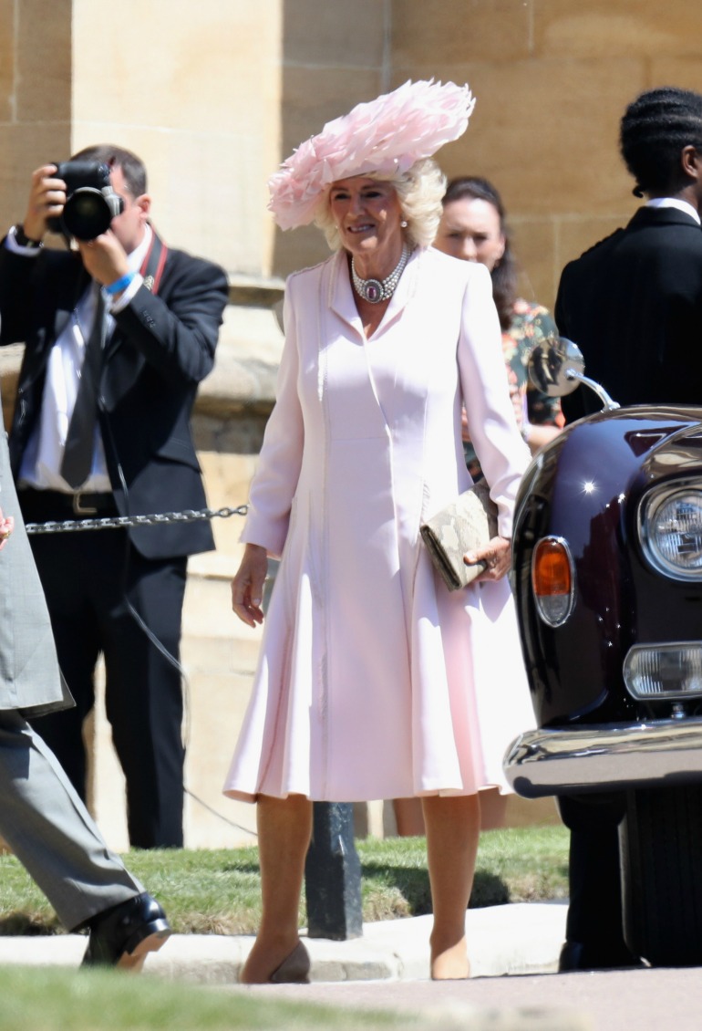 The Duchess of Cornwall wore an elegant pink ensemble with matching a pink hat for the occasion. Source: Getty 