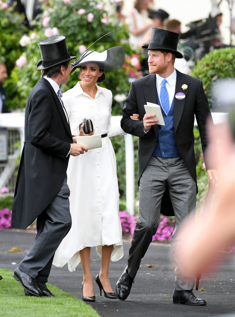 Meghan and Prince Harry stunned crowds as they joined the Queen for the opening day of Royal Ascot. Source: Getty