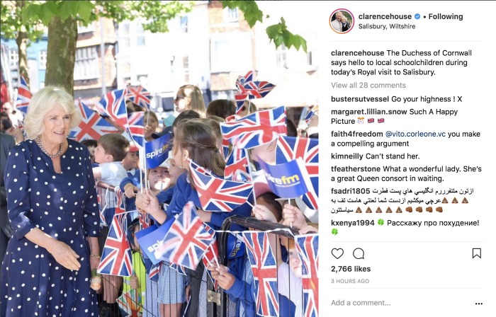 Camilla greets locals in Salisbury, UK. Source: Instagram/Clarence House.