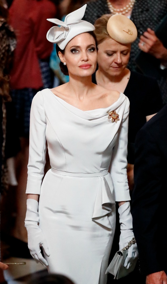 Angelina Jolie stole the show in a fitted ivory dress. Source: Getty.