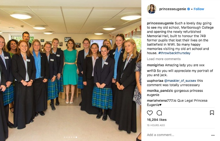 Princess Eugenie posed with students at her old school.