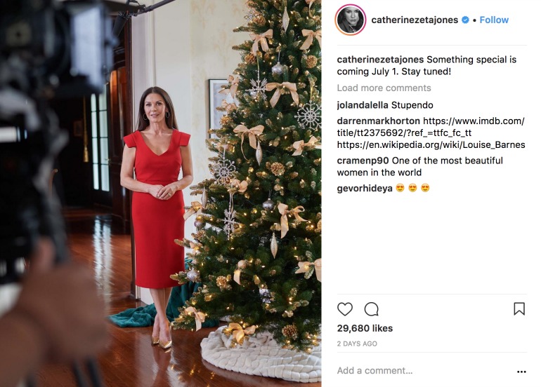 Catherine Zeta-Jones was the picture of elegance in red. Source: Getty