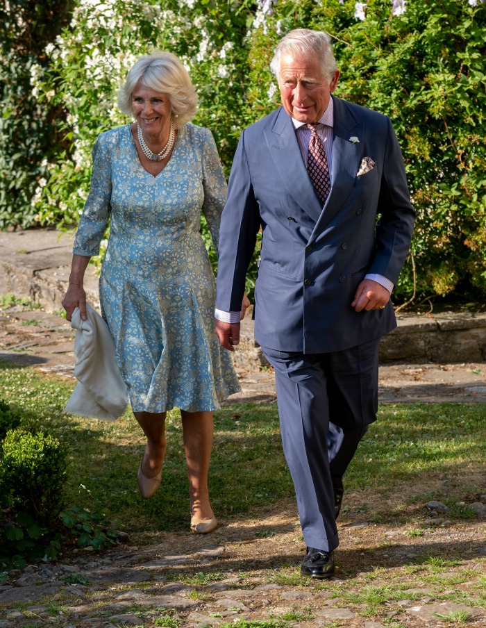 Camilla changed later on into a stunning floral dress and pearls. Source: Getty.