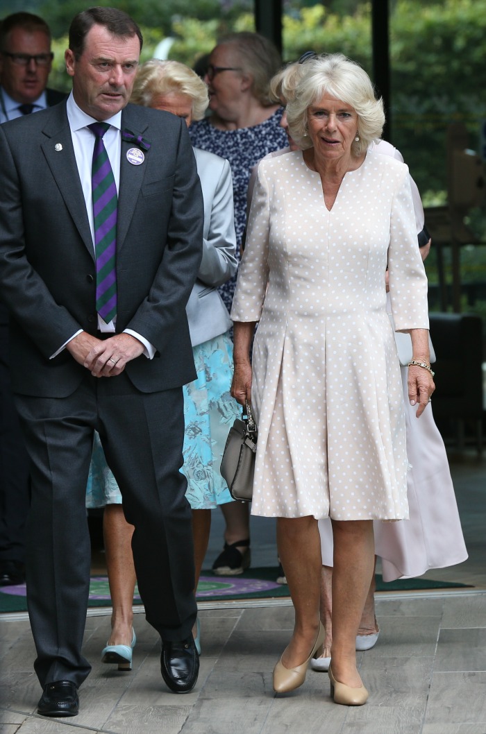 The Duchess of Cornwall looked fab in a polka-dot dress at Wimbledon on Wednesday