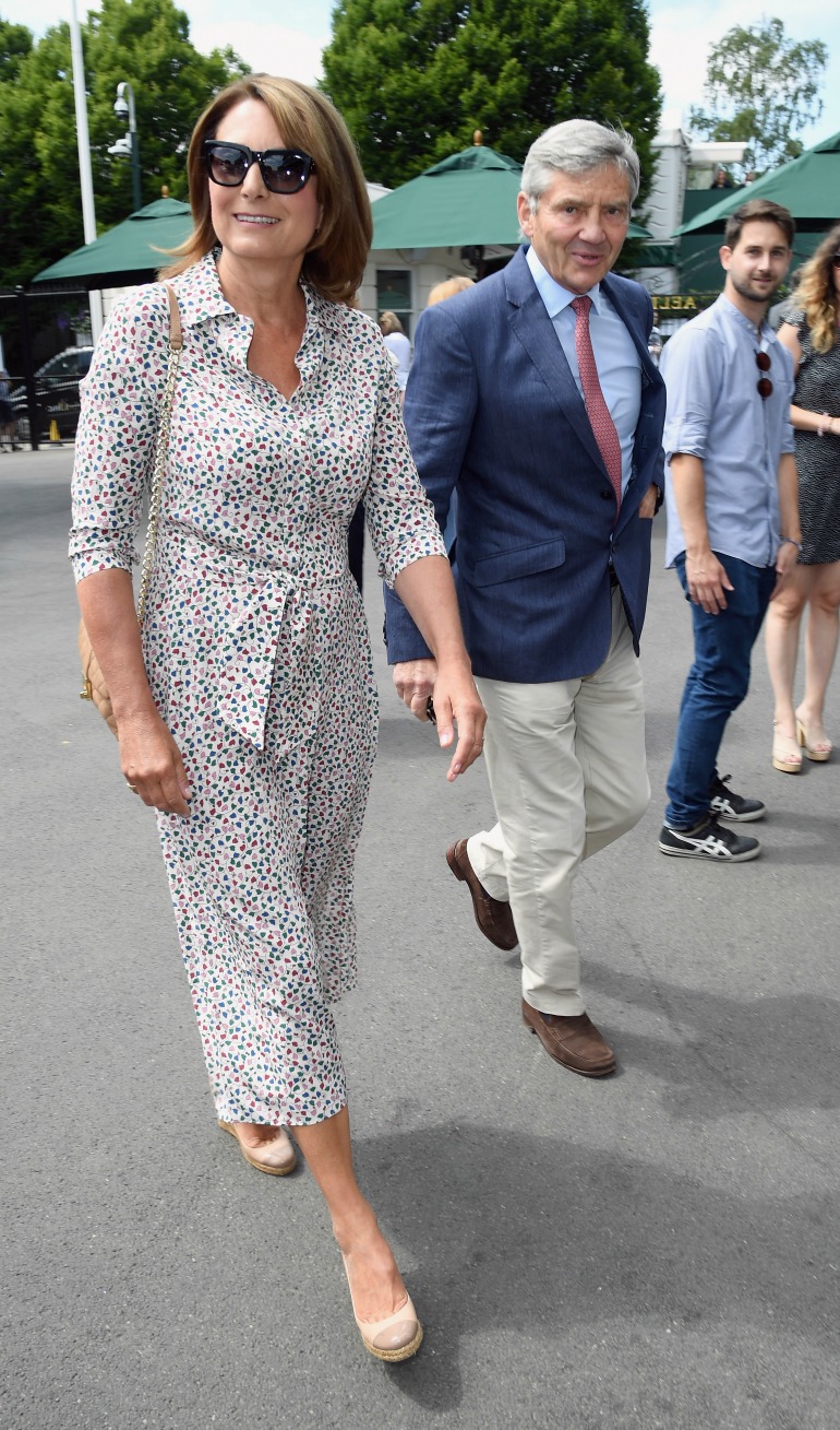 Carole and Michael Middleton made an elegant entrance to Wimbledon. Source: Getty