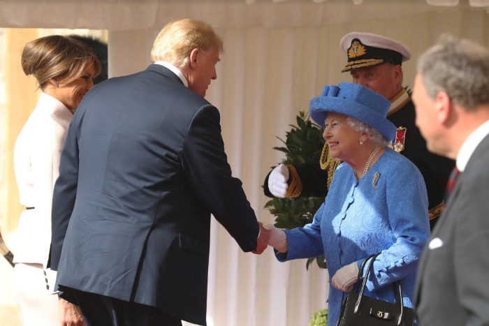 The Queen met Donald and Melania Trump on her own. Source: Getty.