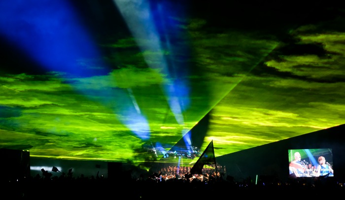 The landscaped gardens of Castle Howard can't be seen, but the light show was amazing. Source: Getty