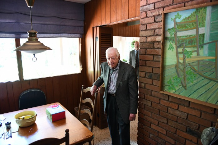 Jimmy Carter is seen at his home following a morning church service at Maranatha Baptist Church.